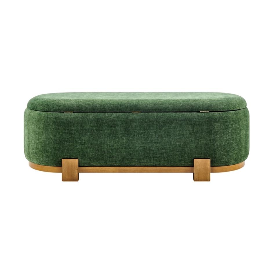 Ayleen Chenille Storage Bench, Seneca Green  by New Pacific Direct
