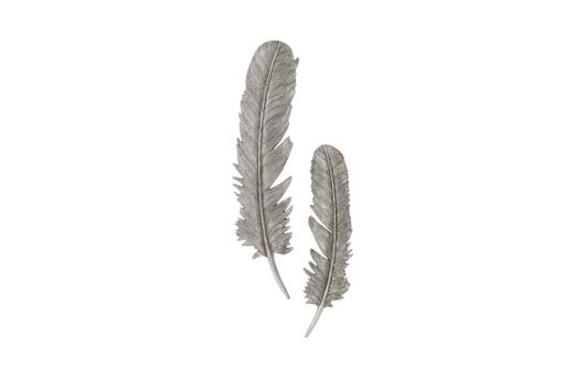 Feathers Wall Art, Silver Leaf, Set of 2, Large by PHILLIPS COLLECTION