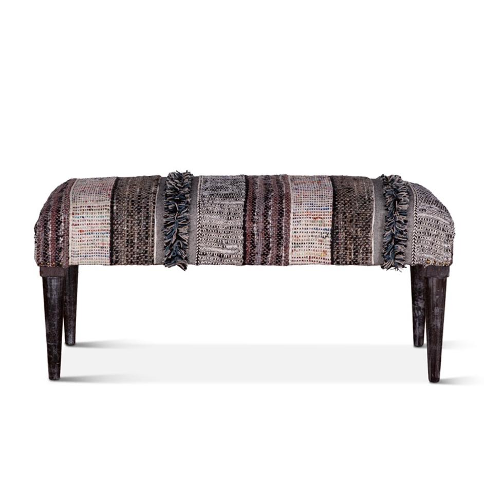 Marrakech Bench 42" Fluffy Black by Home Trends & Design