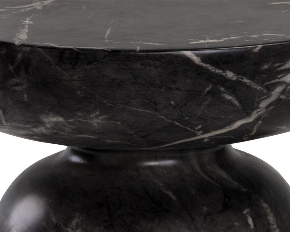 Lucida End Table - Marble Look - Black by Sunpan