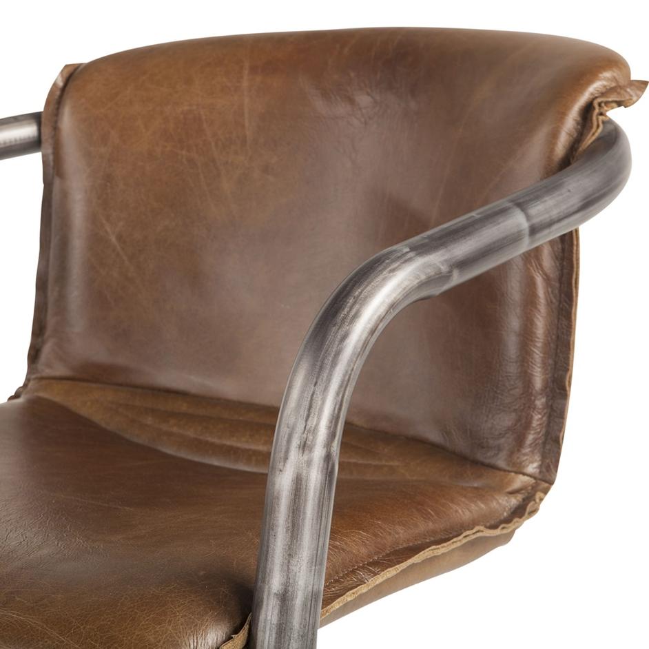 Portofino Distressed Chestnut Leather Dining Chair by Home Trends & Design