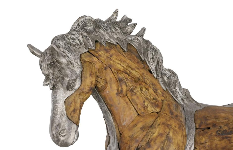 Mustang Horse Woodland Sculpture On Base, Walking by Phillips Collection