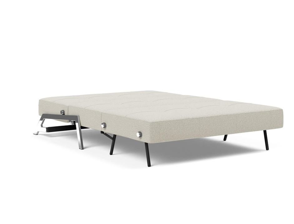 CUBED FULL SOFA BED in MIXED DANCE NATURAL FABRIC WITH Chrome legs 527 by INNOVATION USA