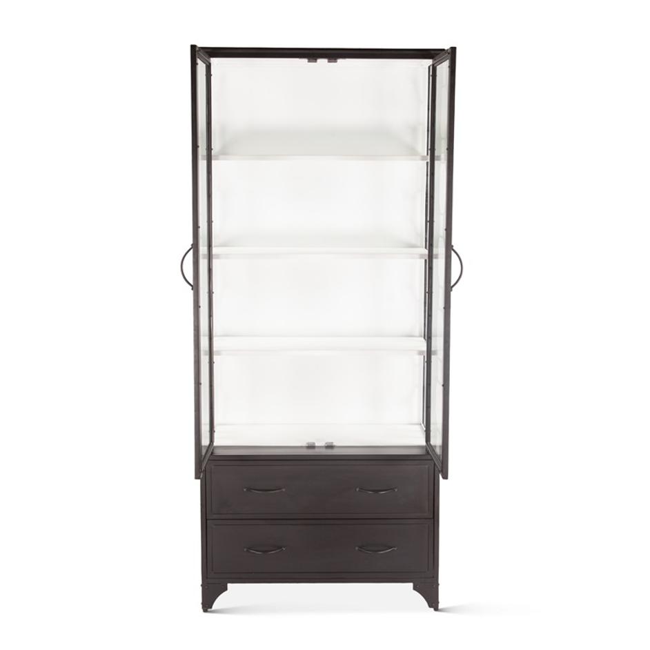 Pompei 37" Iron and Glass Cabinet, Matte Black by Home Trends & Design