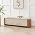 Alyssa Boucle/Faux Leather Storage Bench, Palladian Beige/Vintage Cider by New Pacific Direct