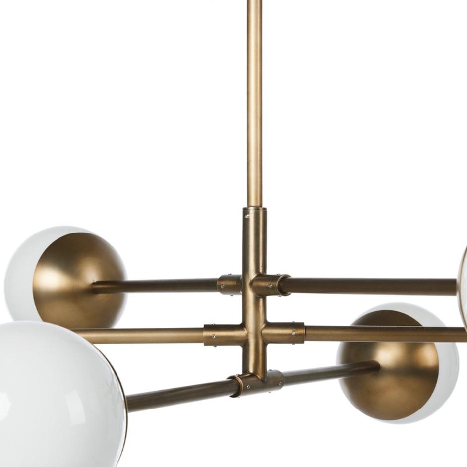 Oriana Chandelier In Aged Brass Iron And Milk Glass by Four Hands