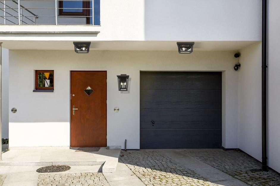 Seoul 3 Light Outdoor Flush Ceiling Mount Fixture in Black Finish by Z-Lite