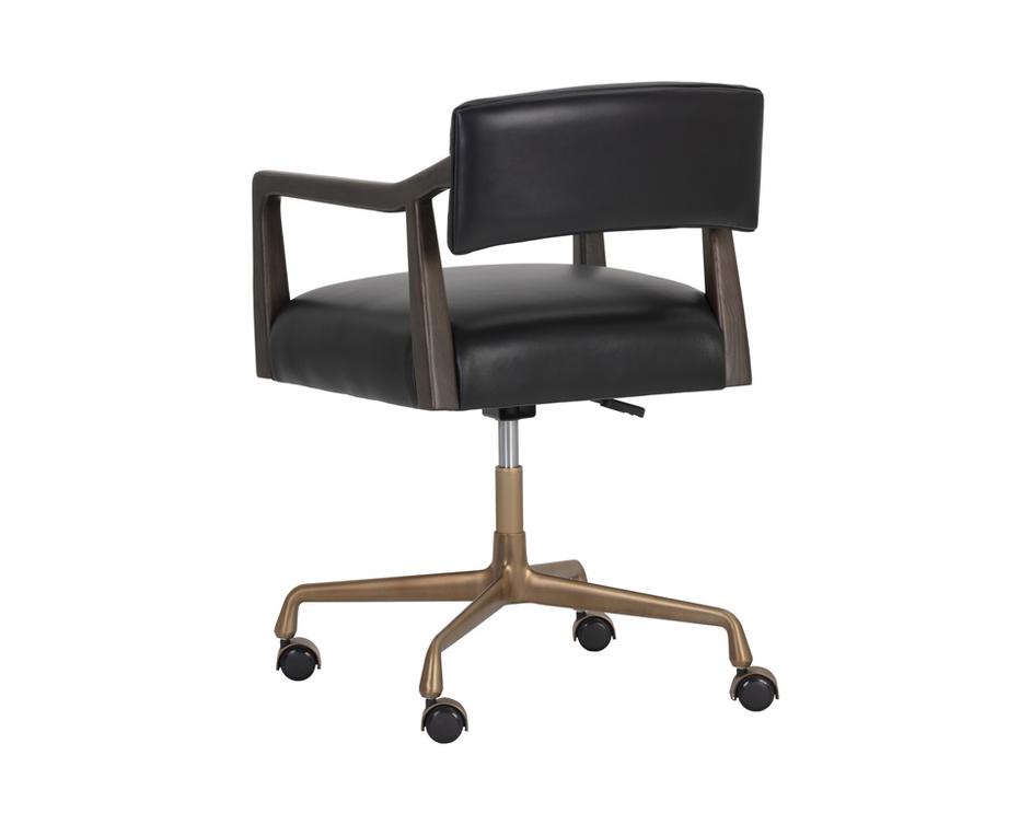 Keagan Office Chair - Cortina Black Leather by Sunpan