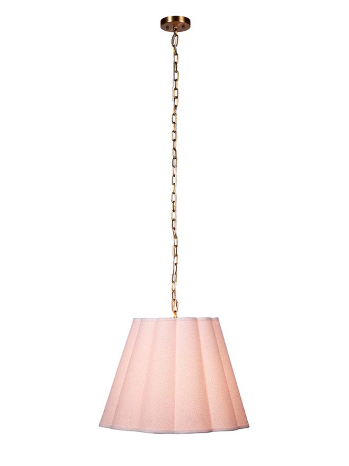 Scalloped 1-Light Pendant, Boucle Linen by Jamie Young