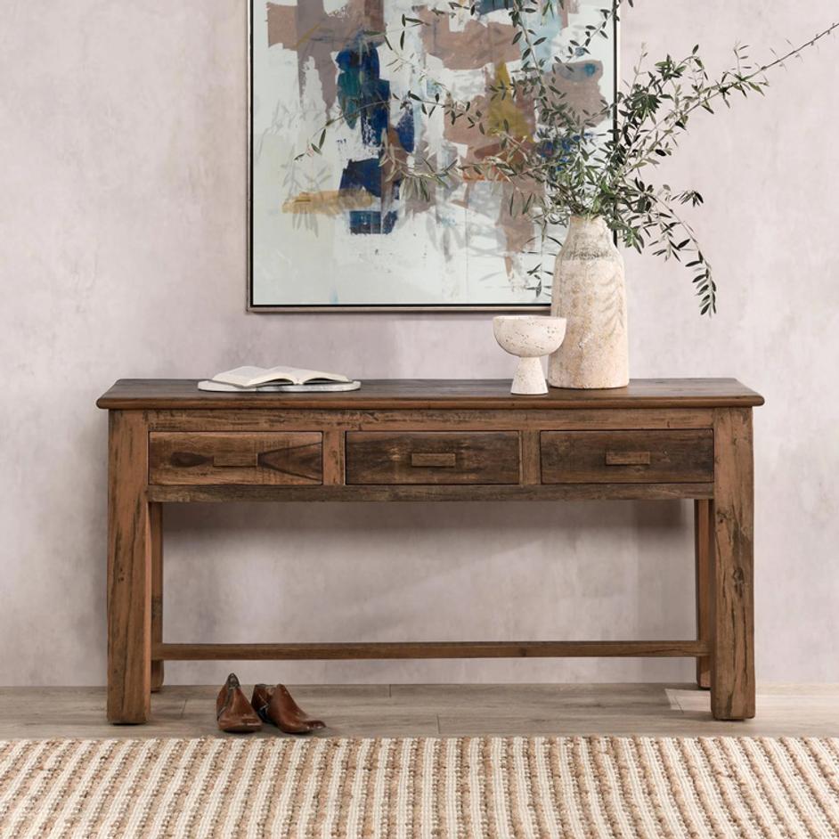 Ezra Reclaimed Wood  3Dwr Console Table by Classic Home