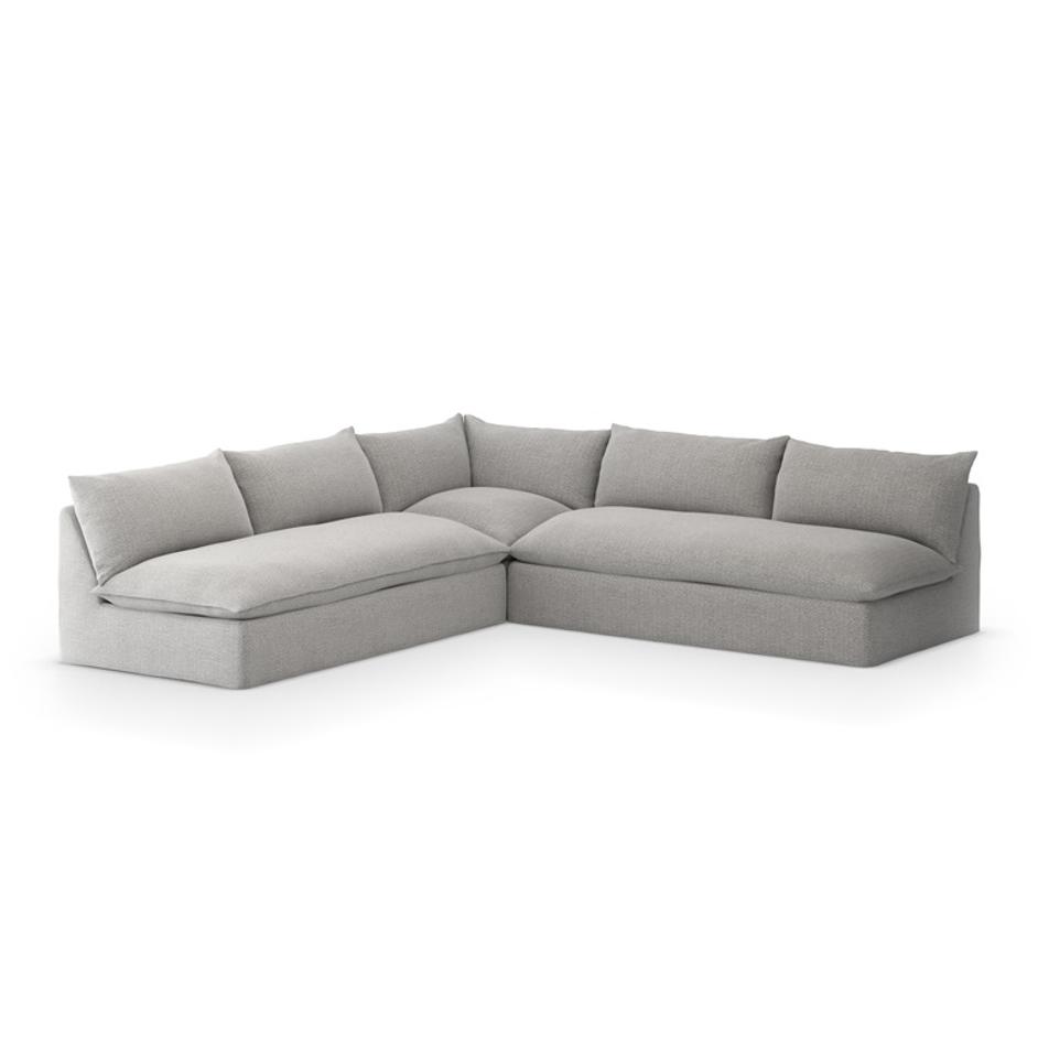 Grant Outdoor 3 Pc Sectional In Faye Ash by FOUR HANDS
