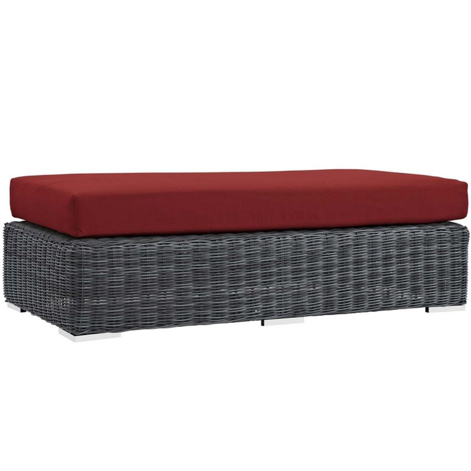 Kindle Outdoor Patio Sunbrella® Rectangle Ottoman In Canvas Red by Modway Furniture