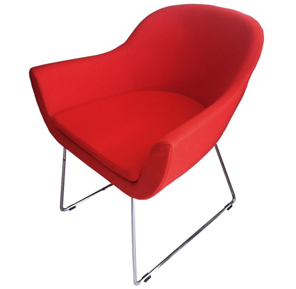 chelsea lounge wire base in red wool by Nuans Design