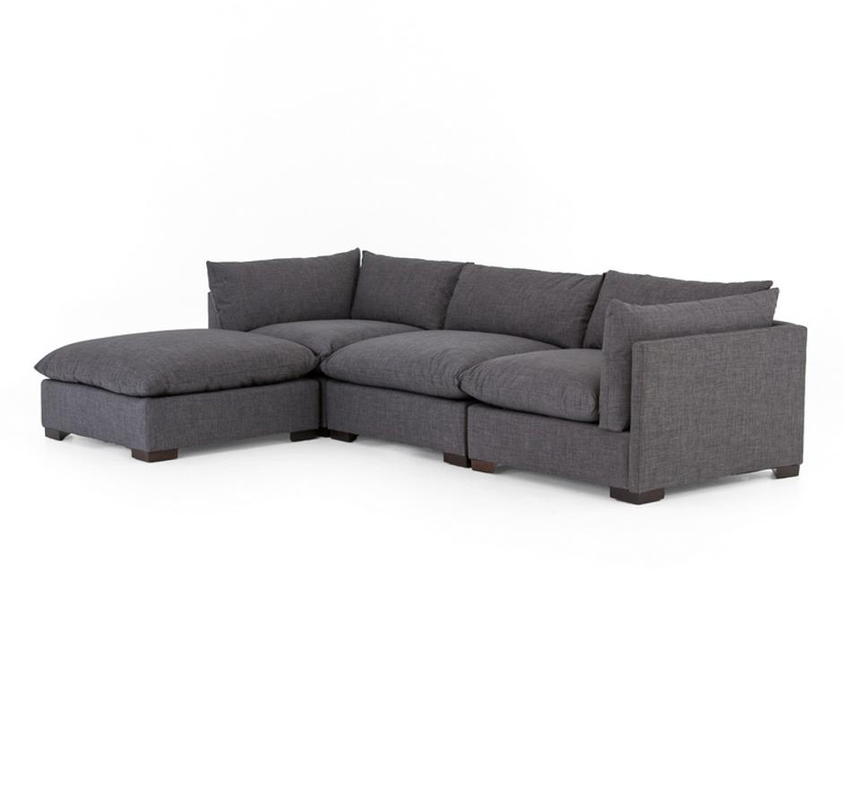 WESTWOOD 3-PIECE SECTIONAL W/ OTTOMAN- BENNETT CHARCOAL by FOUR HANDS