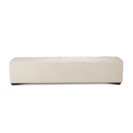 D'Orsay 78-Inch Long Beige Linen Bench with Diamond Stitched Detailing by Home Trends & Design