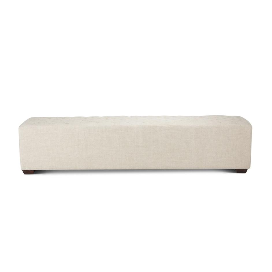 D'Orsay 78-Inch Long Beige Linen Bench with Diamond Stitched Detailing by Home Trends & Design
