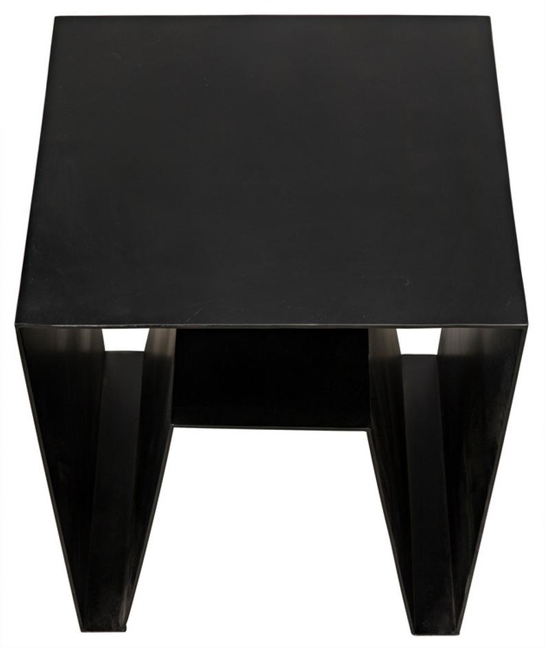 Quintin Side Table, Black Steel by Noir Furniture