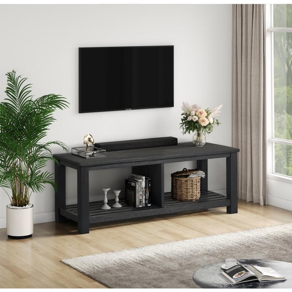 Tiburon KD TV Bench, Alto Black  by New Pacific Direct