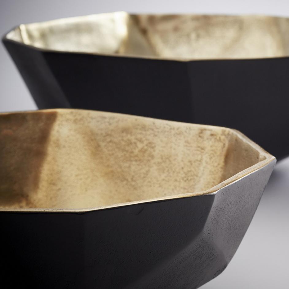 Radia Bowl in Matt Black and Gold by Cyan Design