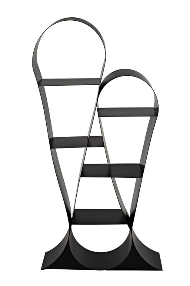 Zaha Industrial Steel Bookcase in Matte Black by Noir Furniture