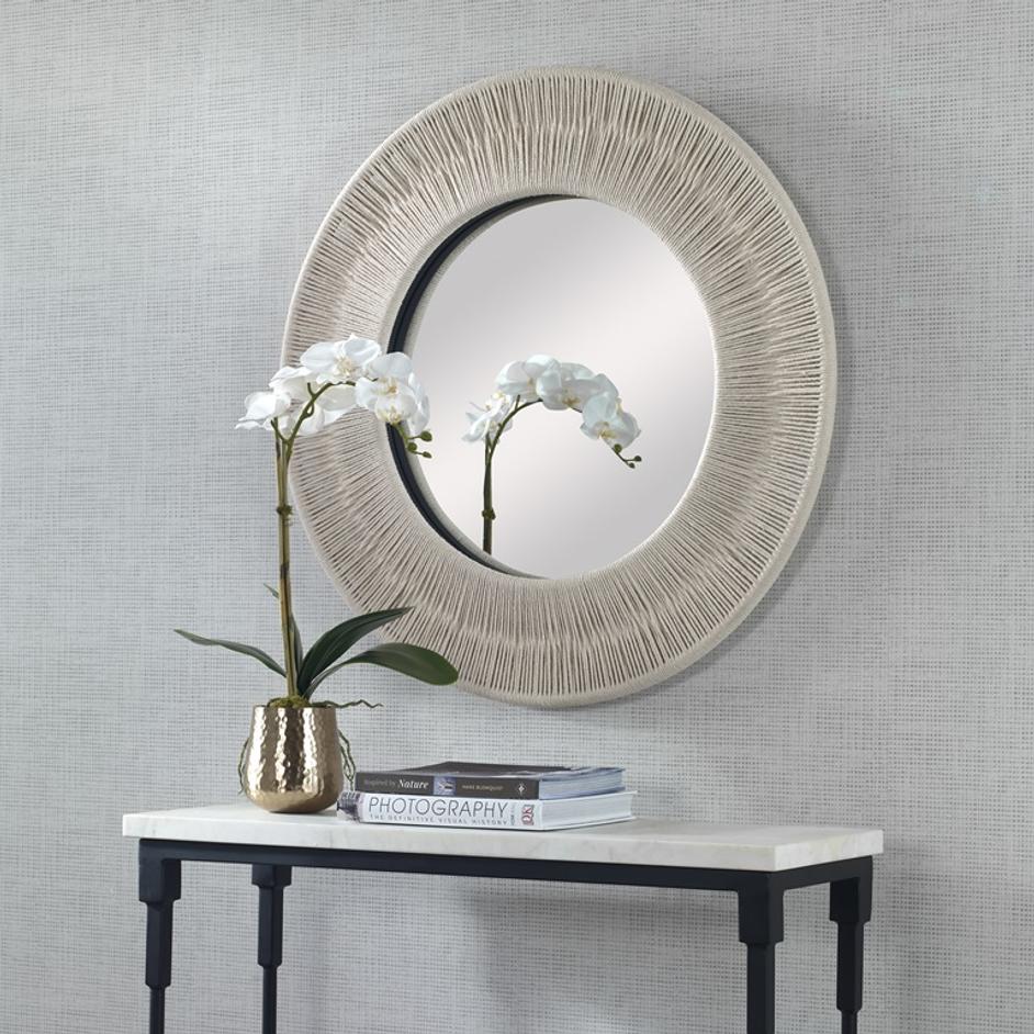 Sailor's Knot White Small Round Mirror by Uttermost