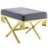 Bendel Velvet Performance Velvet Bench In Gold Gray by Modway Furniture