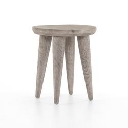 Zuri Round Outdoor End Table In Grey by FOUR HANDS
