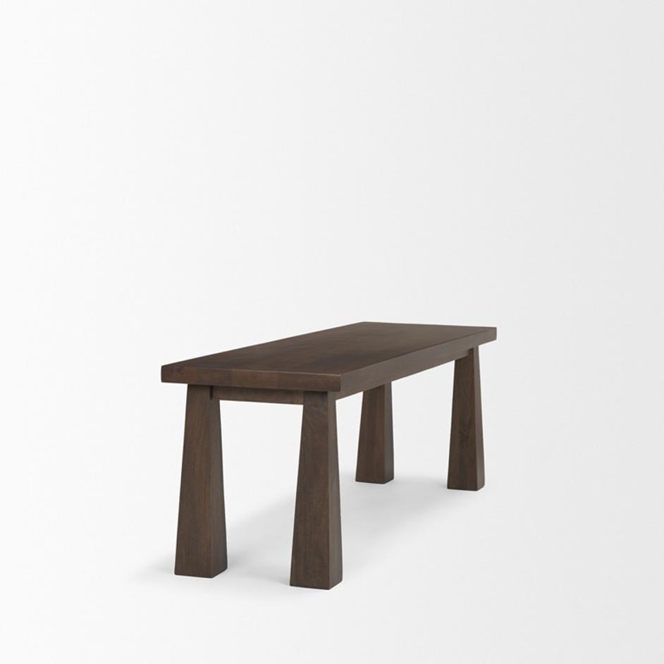 Wolcott Rectangular Dark Brown Solid Wood Bench by Mercana