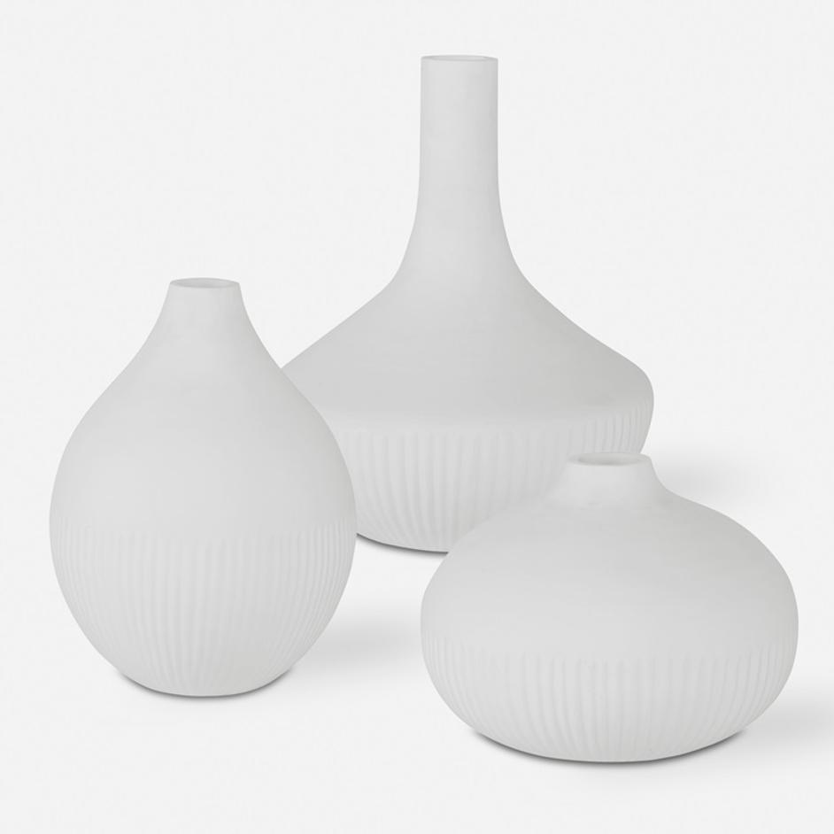 Apothecary Satin White Vases, Set/3 by Uttermost