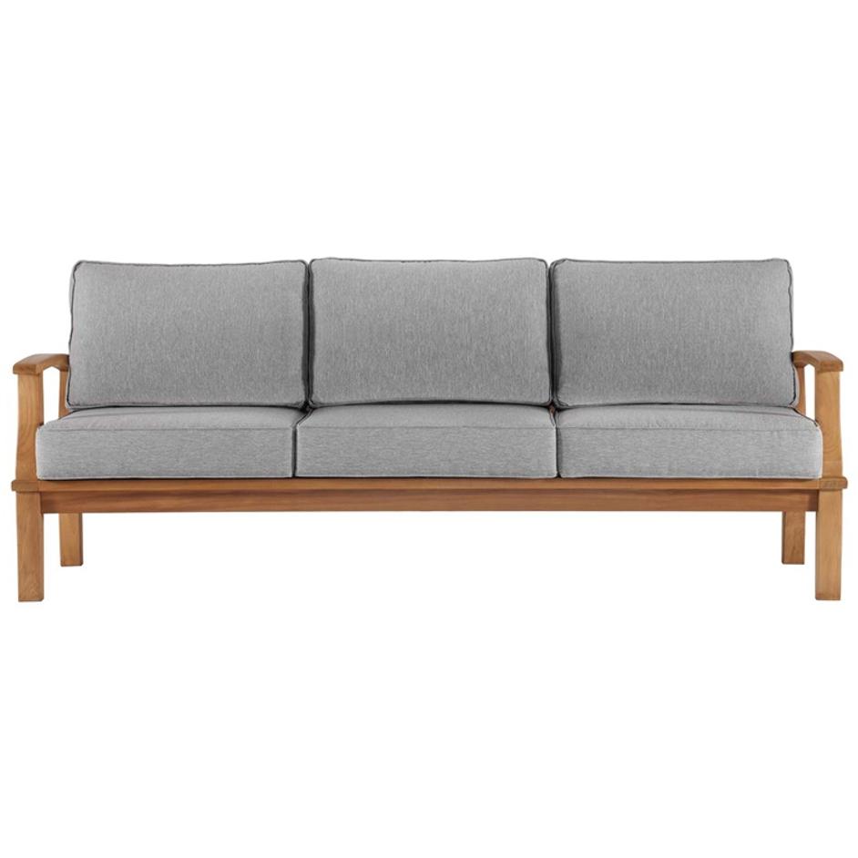 Quay Outdoor Patio Teak Sofa In Natural Gray by Modway Furniture