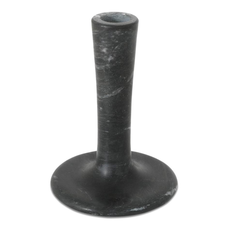 East Tall Candle Holder Black Veined Marble by Moes Home