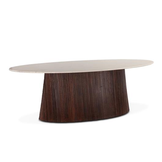 Amalfi 90" Mango Wood and White Marble Dining Table by Home Trends & Design