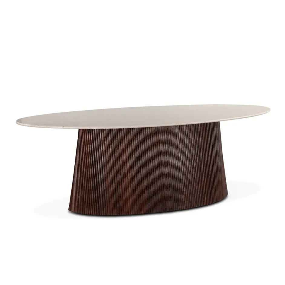 Amalfi 90" Mango Wood and White Marble Dining Table by Home Trends & Design