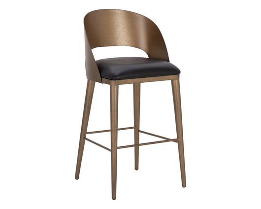 DEZIRAE BARSTOOL - ANTIQUE BRASS - CHARCOAL BLACK LEATHER by Sunpan