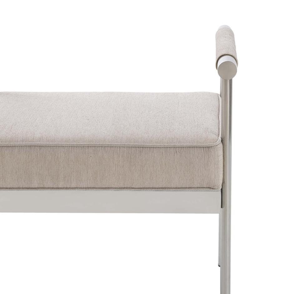Diva Cream Velvet Bench by tov furniture