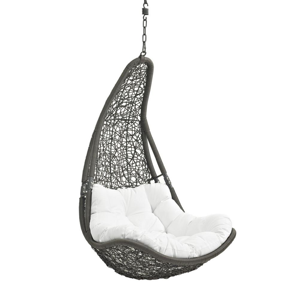Subdue Outdoor Patio Swing Chair With Stand In Gray White by Modway Furniture
