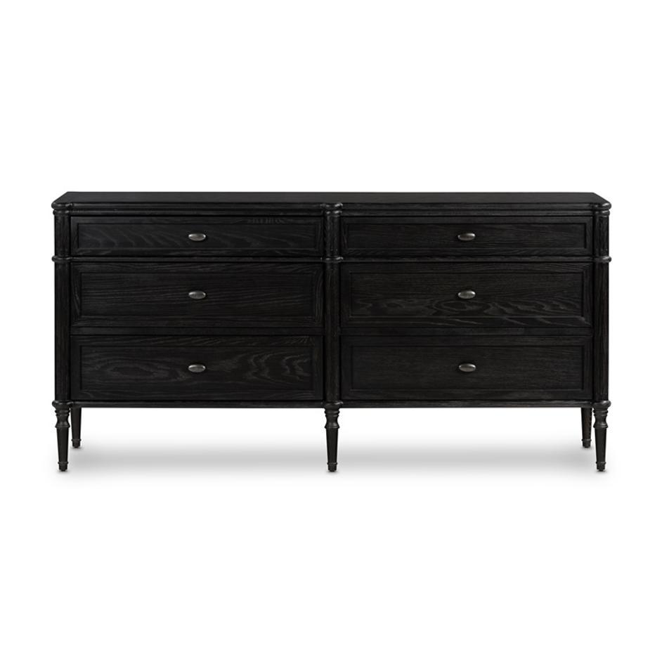 Toulouse 6 Drawer Dresser In Dstrssd Black by FOUR HANDS