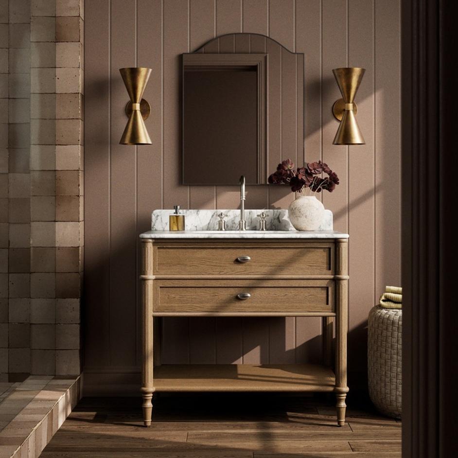 Toulouse Single Vanity - Washed Blonde Oak Veneer by Four Hands