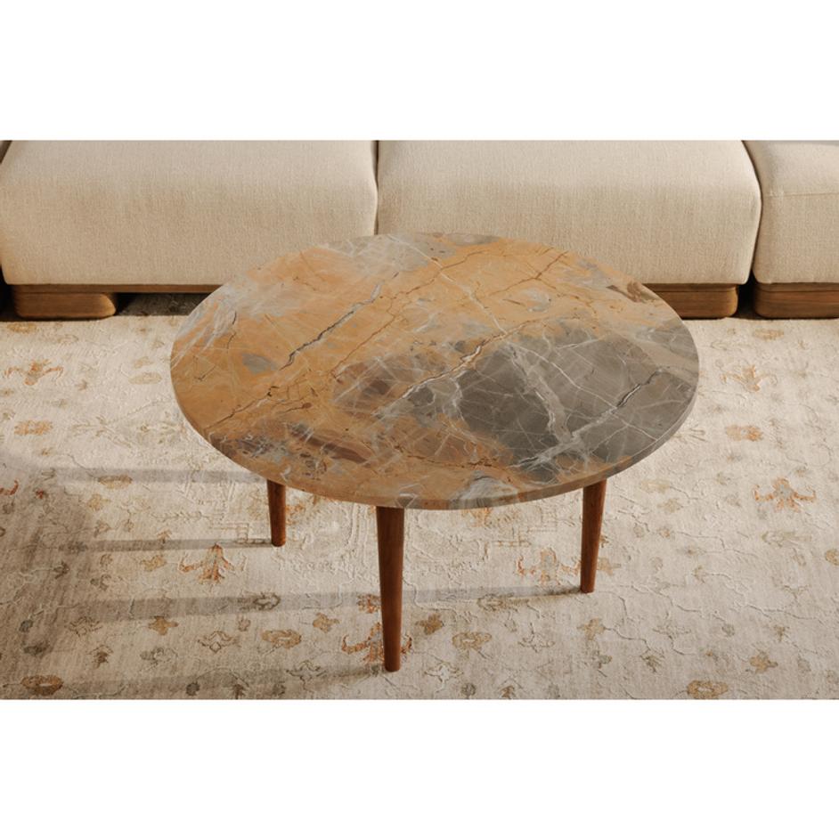 Lark Coffee Table Orange Fantasy Marble by Moes Home