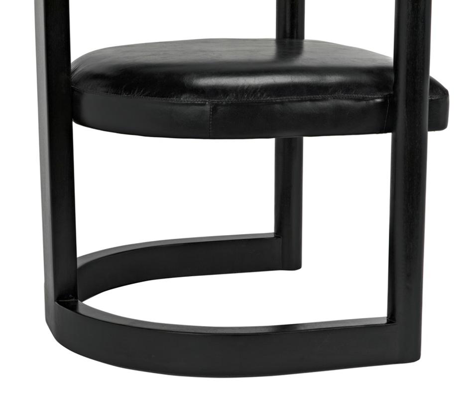 McCormick Teak Chair in Charcoal Black with Black Leather Upholstery by Noir Furniture