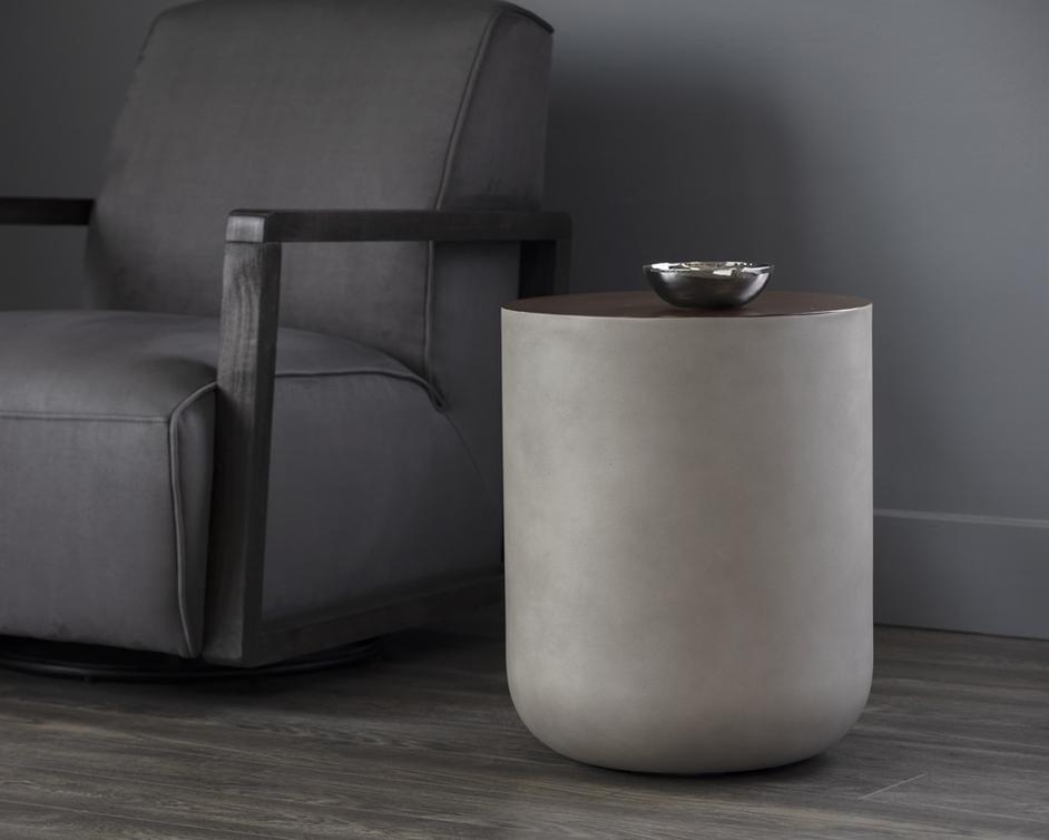 Diaz End Table - Grey - Wood Grain Brown by Sunpan