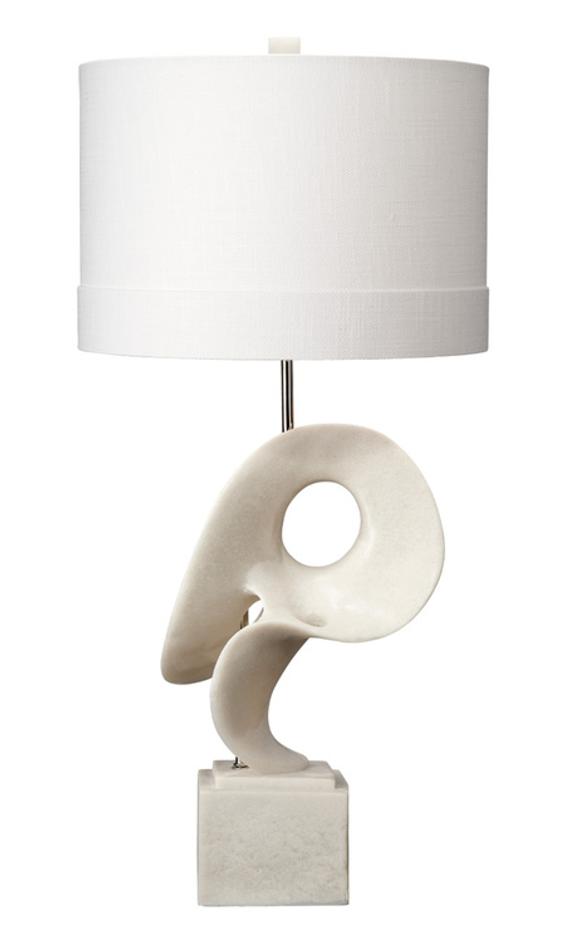 Obscure Table Lamp with Linen Shade, White by Jamie Young