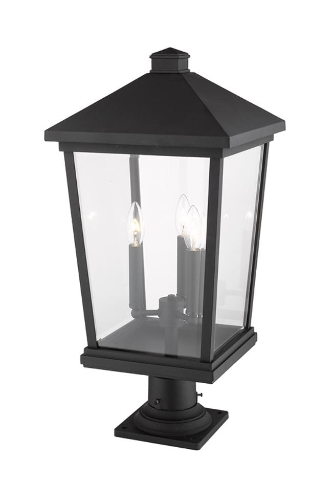 Beacon 3 Light Outdoor Pier Mounted Fixture in Black Finish by Z-Lite