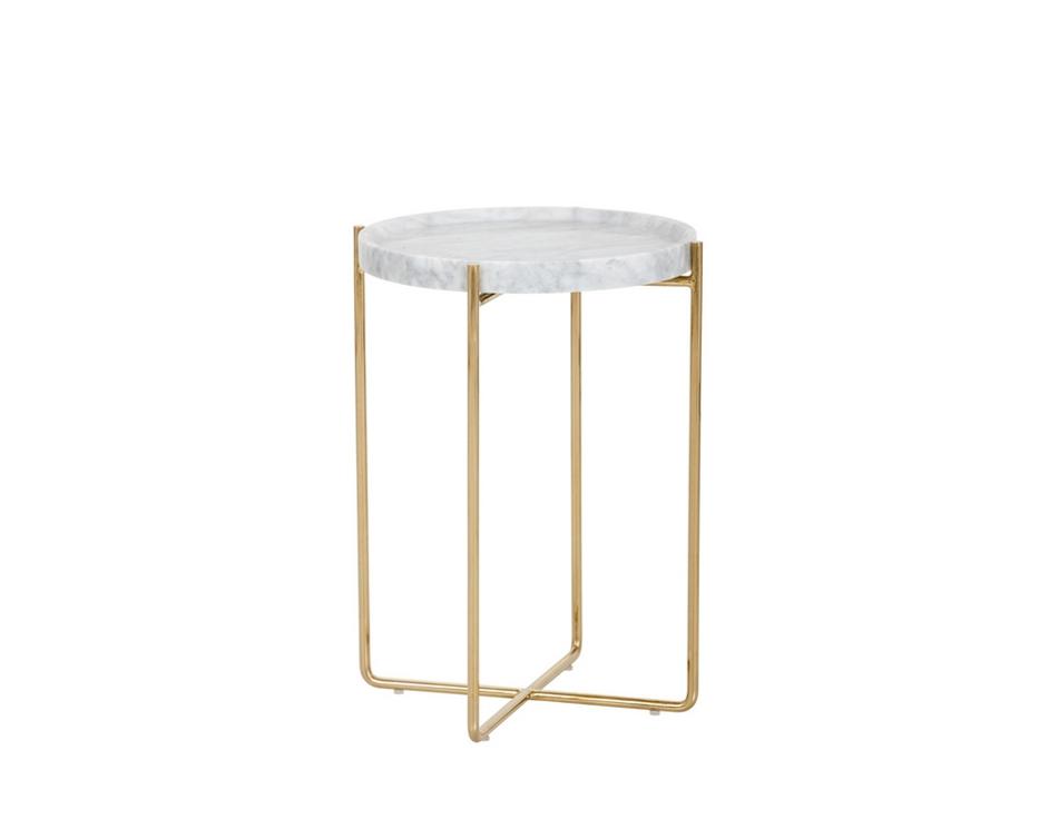 Liv Side Table - White Marble by Sunpan