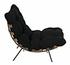 Hanzo Teak Chair with Industrial Steel Legs and Black Cotton Cushion, Satin Finish by Noir Furniture