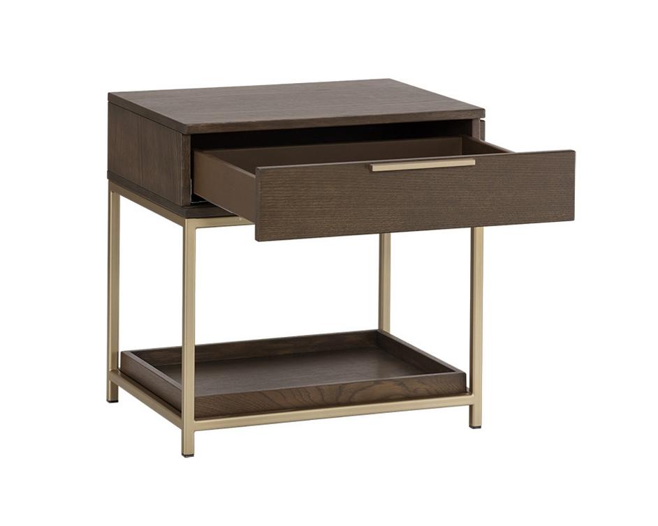 Rebel Nightstand - Gold - Raw Umber by Sunpan