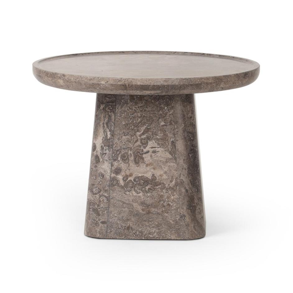 Zane End Table - Warm Grey Marble by Four Hands