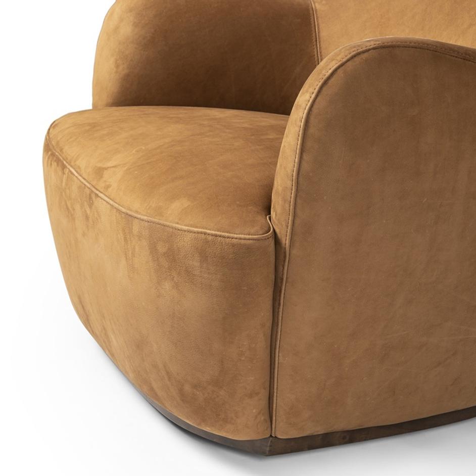 Julius Swivel Chair In Nubuck Cognac by Four Hands