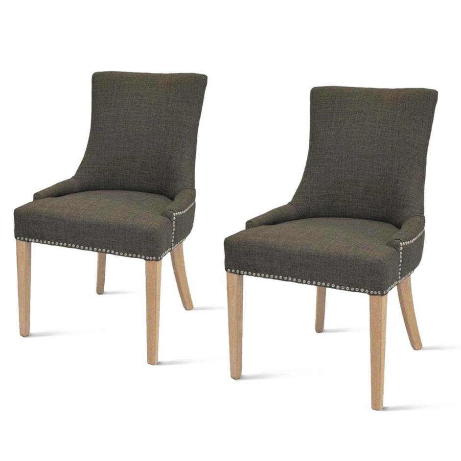 2pc Charlotte Fabric Chair Natural Wood Legs, Toffee by New Pacific Direct