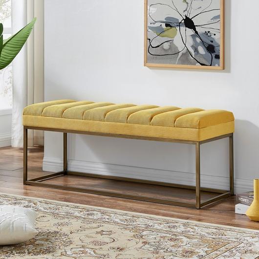 Darius Fabric Bench In Montello Yellow by New Pacific Direct